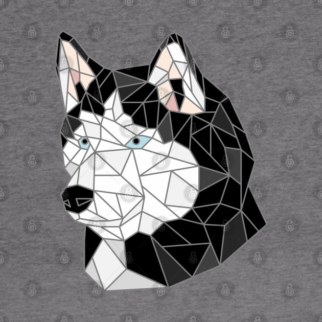 Siberian Husky Black & White Stained Glass by inotyler